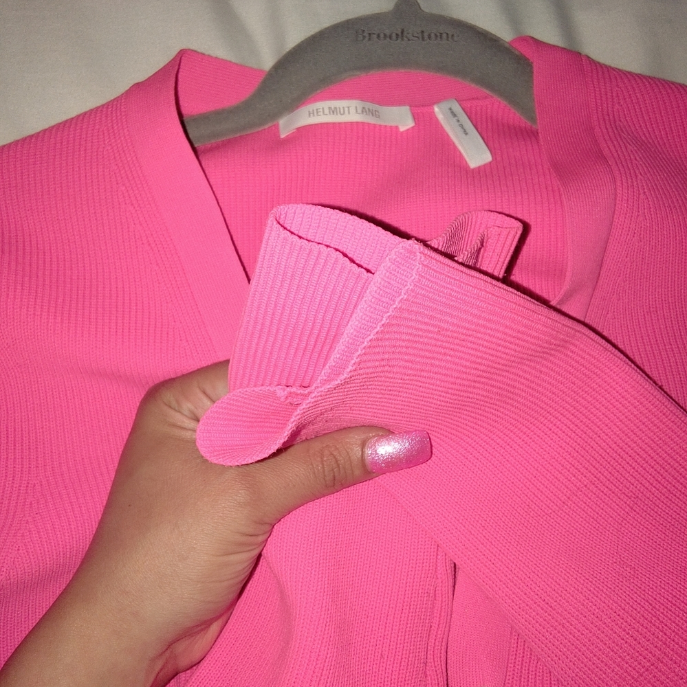 Helmut Lang cropped hot pink cardigan